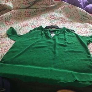 Green cold shoulder top